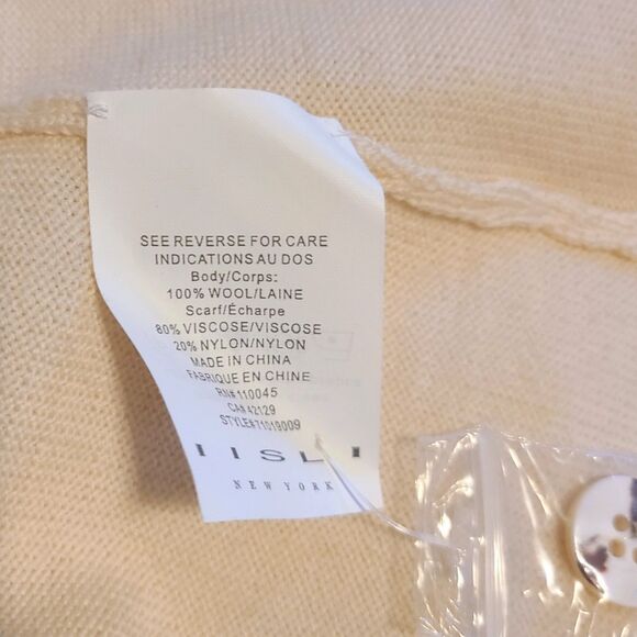 IISLI x Nordstrom NWT $340 Cream & Gold Wool Cardigan & Scarf Set, Size M (6-8) - Picture 10 of 10